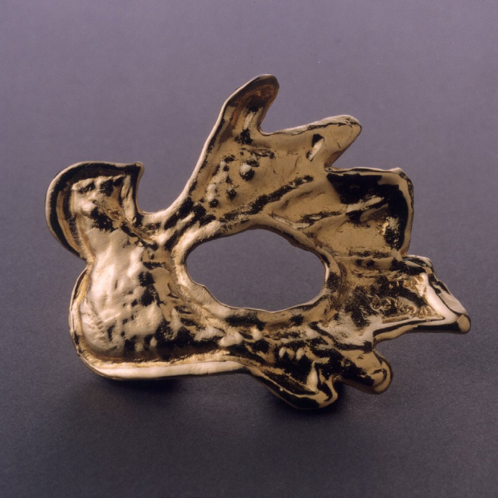 Broche de oro de forma orgánica y calada